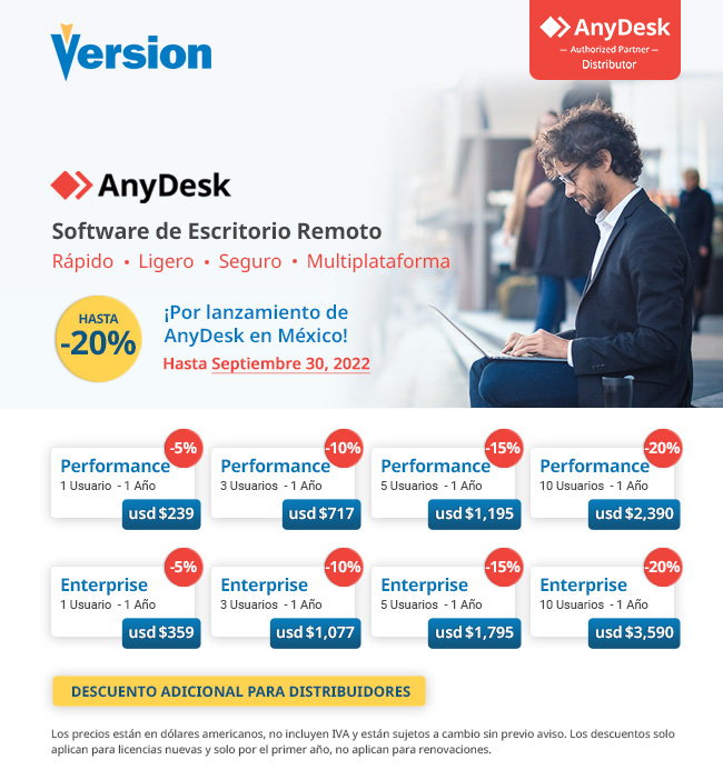 ¡Hasta -20%, por lanzamiento de AnyDesk en México!