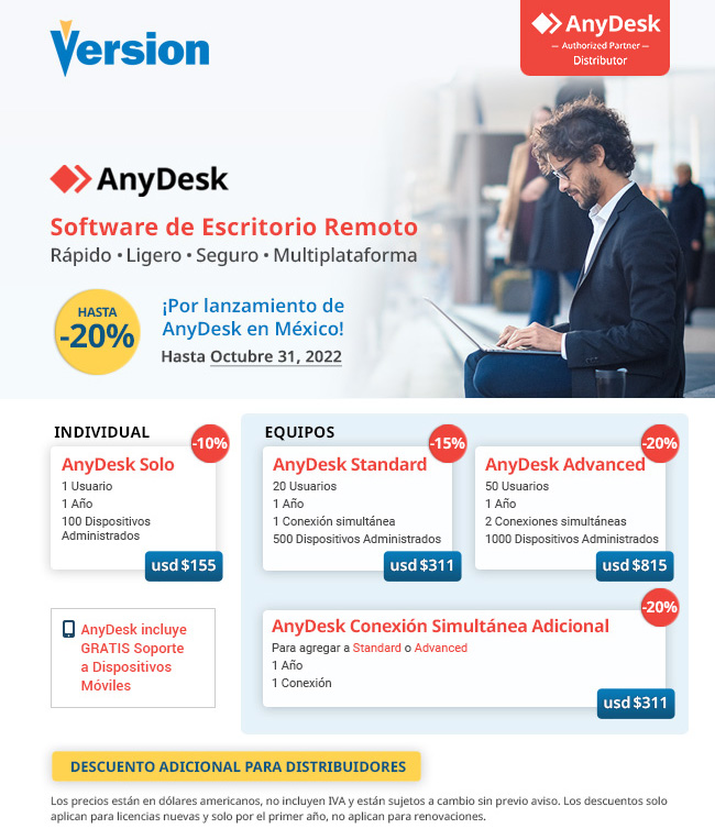 ¡Hasta -20%, por lanzamiento de AnyDesk en México!